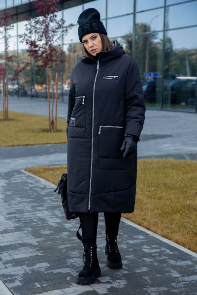 Стильное деми пальто в стиле бохо с капюшоном и утеплителем Lady Secret 8285/1 черный - фото 5