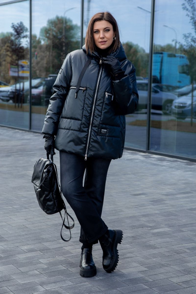 Зимняя удлиненная стеганая куртка с капюшоном и утеплителем Lady Secret 7276/1 черный - фото 5