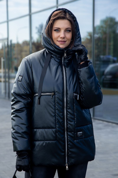 Зимняя удлиненная стеганая куртка с капюшоном и утеплителем Lady Secret 7276/1 черный - фото 2