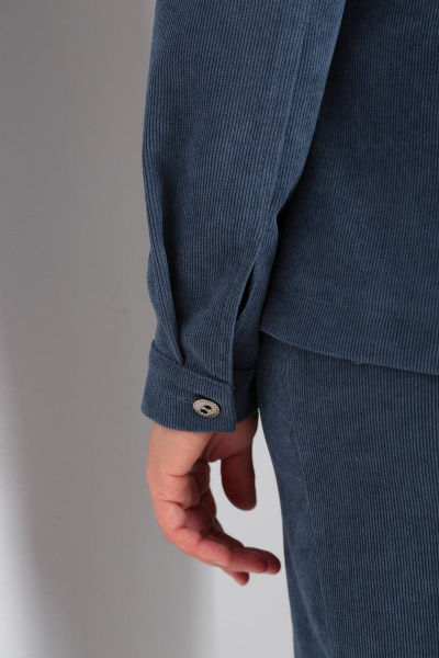 Стильный вельветовый костюм-двойка с жакетом и юбкой Tensi 361 джинсовый - фото 8