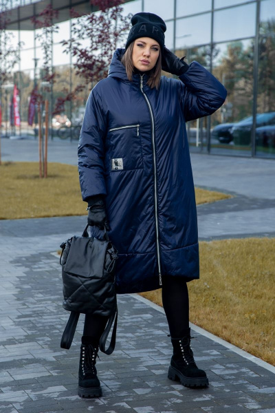 Водоотталкивающее пальто с капюшоном и утеплителем Lady Secret 5018/1 синий - фото 14