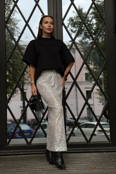 Юбка THE.WOMAN 0114 серебро - фото 1