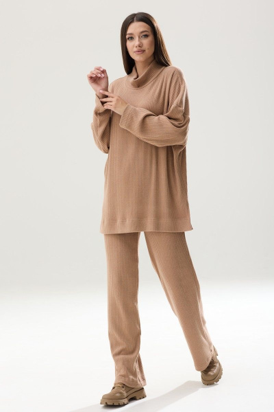 Комплект из трикотажного джемпера оверсайз и свободных брюк Ларс Стиль 827 - фото 3