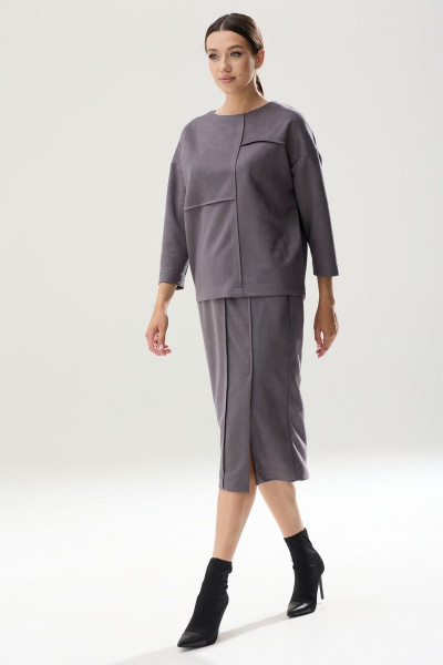 Роскошный текстильный комплект из замши с блузоном и юбкой Ларс Стиль 835/1 - фото 2