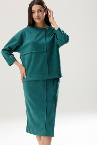 Комплект из замшевой блузки и юбки с декоративными складками Ларс Стиль 835 - фото 3