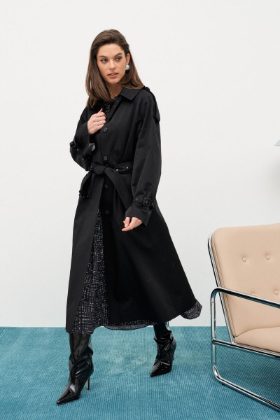 Плащ-тренчкот из хлопка с отлетной кокеткой и пряжками C. of PAPAYA NEW 1653-В - фото 1