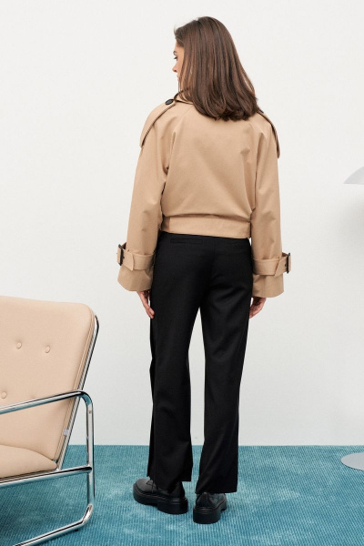 Куртка-тренчкот укороченная на пуговицах с поясом из хлопка C. of PAPAYA NEW 1655 - фото 2