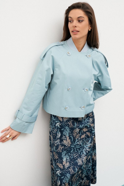 Куртка-тренчкот укороченная с воротником-стойкой из хлопка C. of PAPAYA NEW 1662 - фото 5