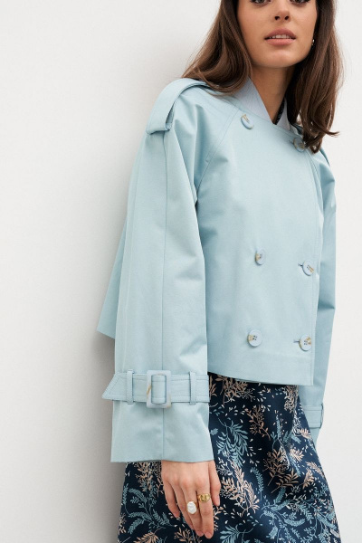 Куртка-тренчкот укороченная с воротником-стойкой из хлопка C. of PAPAYA NEW 1662 - фото 3