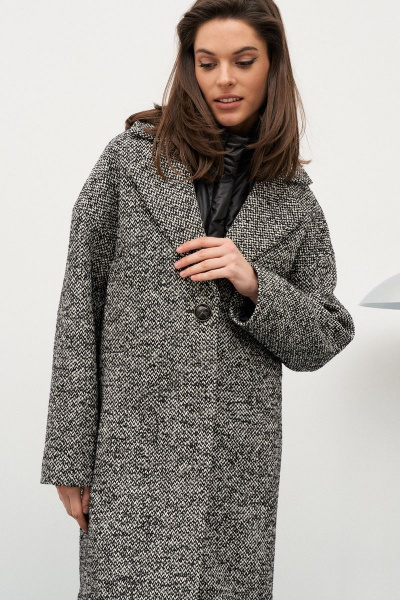 Пальто из буклированной шерсти с отложным воротником и шлицей C. of PAPAYA NEW 1647 - фото 4