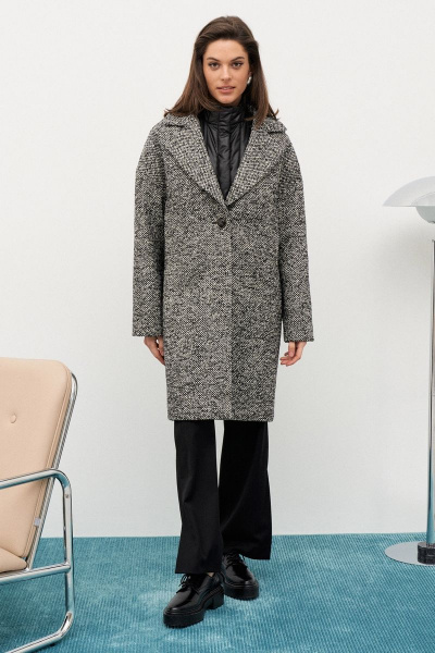 Пальто из буклированной шерсти с отложным воротником и шлицей C. of PAPAYA NEW 1647 - фото 3