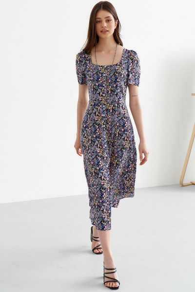 Летнее платье из вискозы по талии с плосколежащим воротником C. of PAPAYA NEW 1593 мультиколор - фото 2