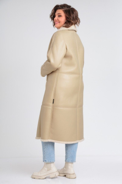 Демисезонная дубленка из экокожи с меховой подкладкой Celentano 2046.2 бежевый - фото 5