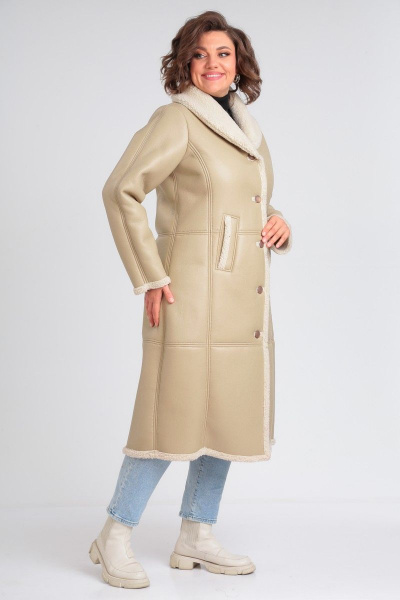 Демисезонная дубленка из экокожи с меховой подкладкой Celentano 2046.2 бежевый - фото 13