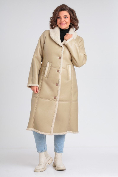 Демисезонная дубленка из экокожи с меховой подкладкой Celentano 2046.2 бежевый - фото 2