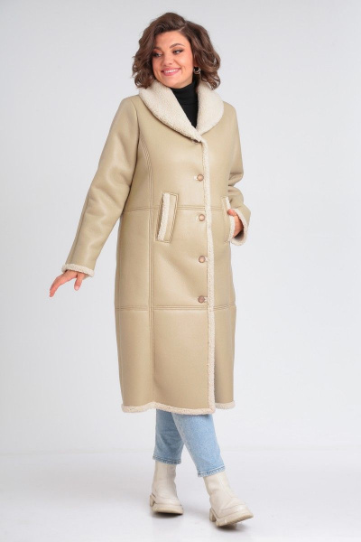 Демисезонная дубленка из экокожи с меховой подкладкой Celentano 2046.2 бежевый - фото 4