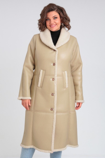 Демисезонная дубленка из экокожи с меховой подкладкой Celentano 2046.2 бежевый - фото 8