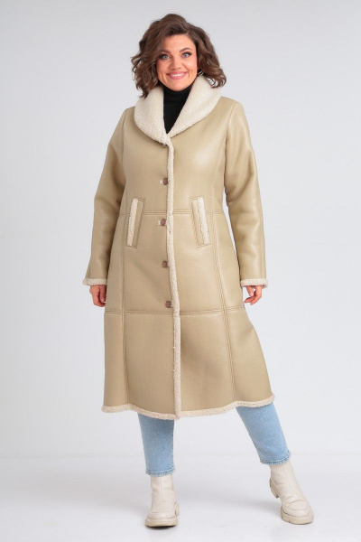 Демисезонная дубленка из экокожи с меховой подкладкой Celentano 2046.2 бежевый - фото 3