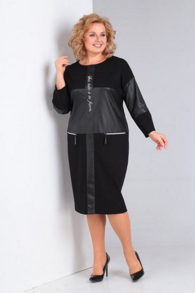 Демисезонное платье из вискозы и трикотажа с разрезом Диомант 1927 - фото 2