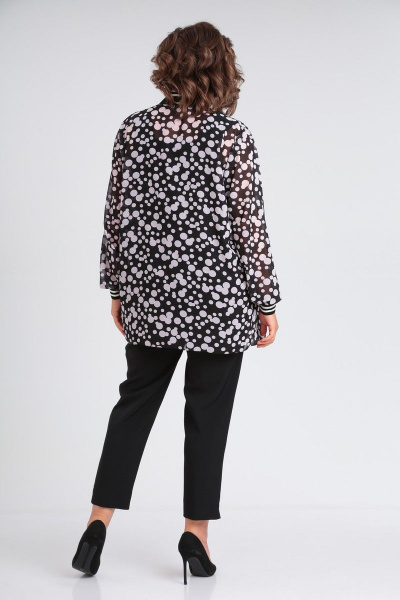 Демисезонный комплект из брюк, блузки и кардигана из шифона Диомант 1903 черный - фото 7