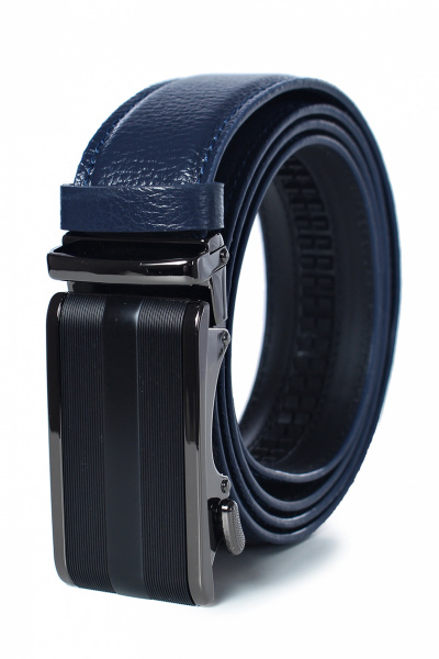 Синий ремень из натуральной кожи с обстрочкой и пряжкой Galanteya 5220.22с2928к45 3р синий - фото 2