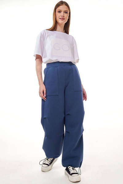 Брюки карго из футера с складками и накладными карманами GO F2055/20-01.170-176 - фото 3