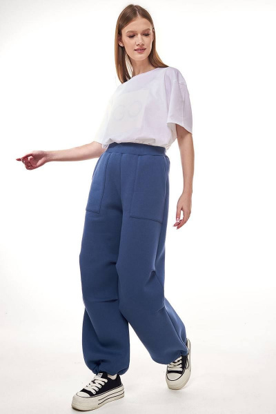 Брюки карго из футера с складками и накладными карманами GO F2055/20-01.170-176 - фото 1