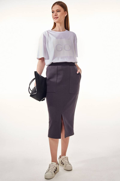 Сербая юбка зауженная миди из трикотажа с карманами GO F2056/30-03.164-170 - фото 2