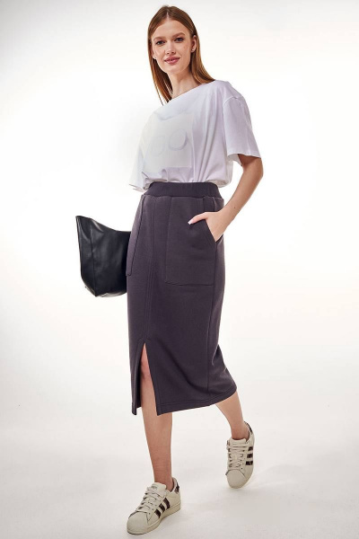 Сербая юбка зауженная миди из трикотажа с карманами GO F2056/30-03.164-170 - фото 1