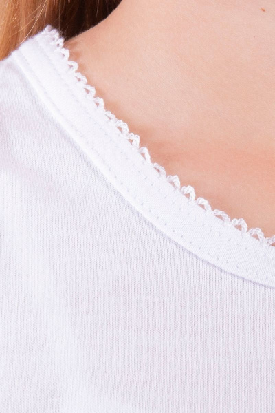 Белая хлопковая майка из трикотажа для комфортной повседневной одежды 8 Марта 43920-3С611Д40-146 белый - фото 4