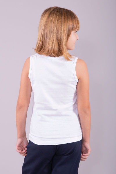 Белая хлопковая майка из трикотажа для комфортной повседневной одежды 8 Марта 43920-3С611Д40-146 белый - фото 3