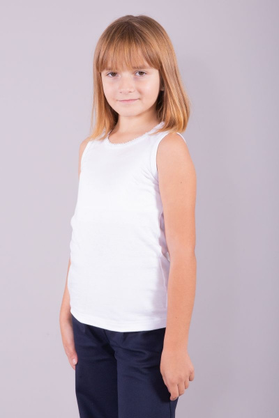 Белая хлопковая майка из трикотажа для комфортной повседневной одежды 8 Марта 43920-3С611Д40-146 белый - фото 2