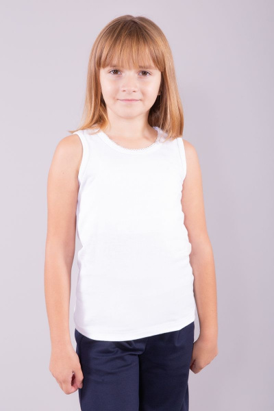 Белая хлопковая майка из трикотажа для комфортной повседневной одежды 8 Марта 43920-3С611Д40-146 белый - фото 1