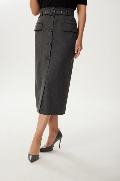 Юбка прямая зауженная на пуговицах и резинке MALI 223-078 серый - фото 6