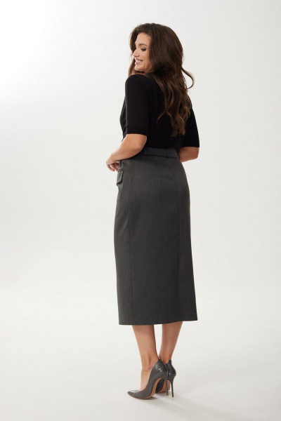 Юбка прямая зауженная на пуговицах и резинке MALI 223-078 серый - фото 5
