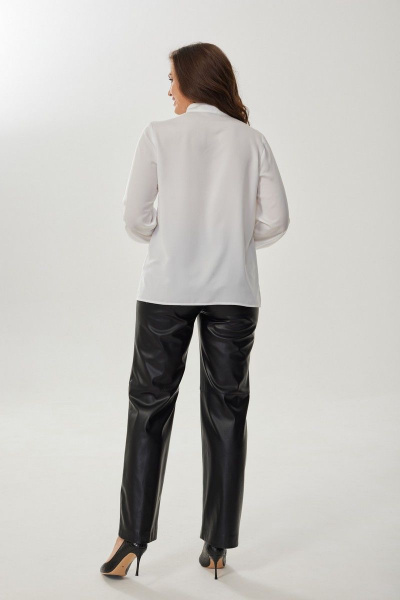 Деловая блузка из текстиля с воротником-стойкой MALI 623-060 белый - фото 8