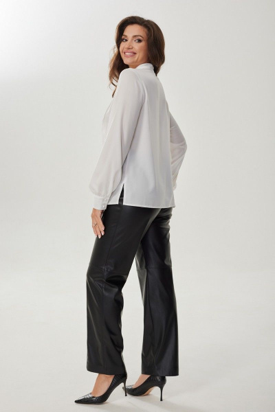 Деловая блузка из текстиля с воротником-стойкой MALI 623-060 белый - фото 7