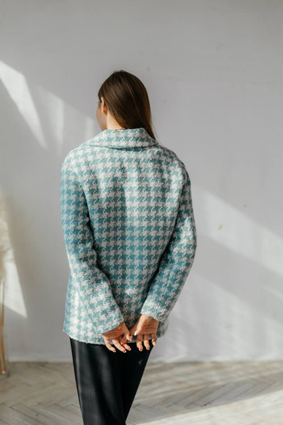 Бирюзовое двубортное полупальто с карманами Стильная леди М-666 бирюза - фото 5