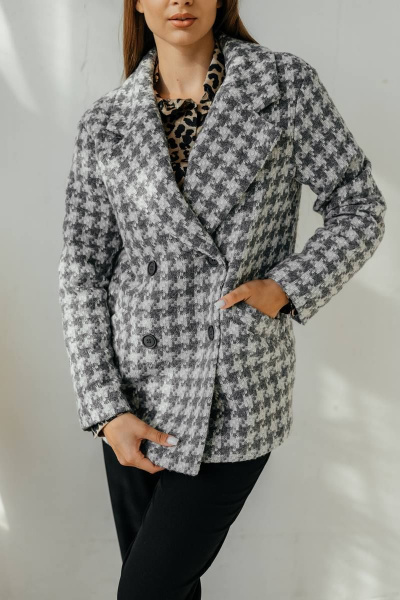 Полупальто двубортное серое демисезонное с карманами и классикой Стильная леди М-666 графит - фото 6