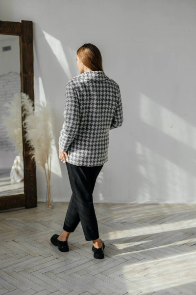 Полупальто двубортное серое демисезонное с карманами и классикой Стильная леди М-666 графит - фото 8