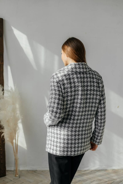 Полупальто двубортное серое демисезонное с карманами и классикой Стильная леди М-666 графит - фото 2