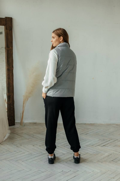 Жилет женский со стойкой, легкий на подкладке Стильная леди М-670 серый - фото 7