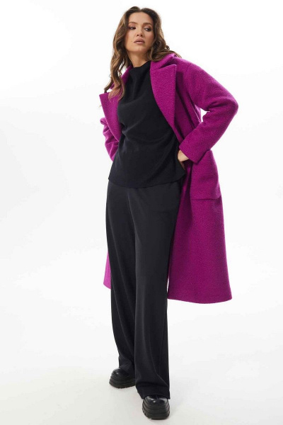 Пальто из пальтовой ткани с отложным воротником Mislana С854/1 фуксия - фото 3