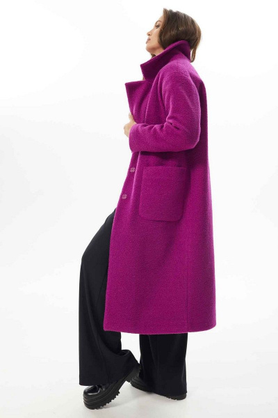 Пальто из пальтовой ткани с отложным воротником Mislana С854/1 фуксия - фото 5