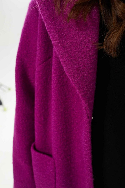 Пальто из пальтовой ткани с отложным воротником Mislana С854/1 фуксия - фото 6