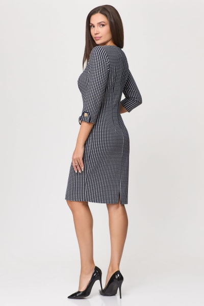 Платье из вискозы и трикотажа делового стиля DaLi 3644 синее+белое - фото 2