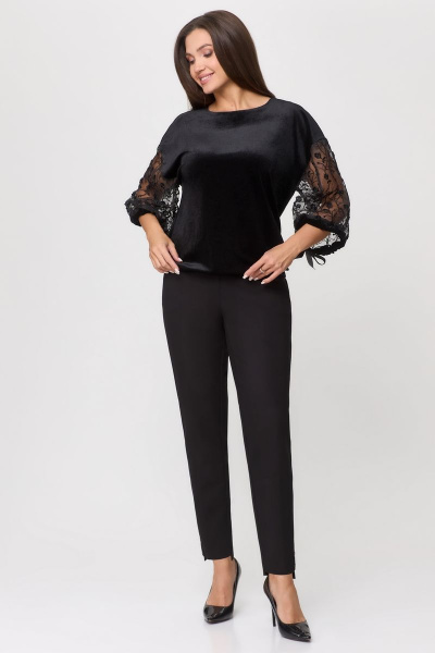 Блуза DaLi 5301а чёрный/розочки - фото 3