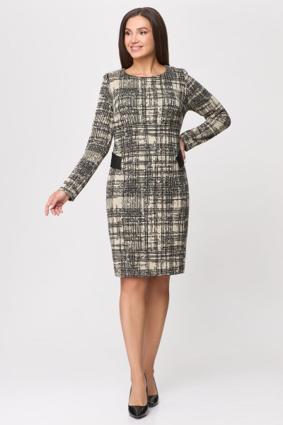 Платье из вискозы и трикотажа с рукавами 63 см DaLi 5661 беж - фото 1