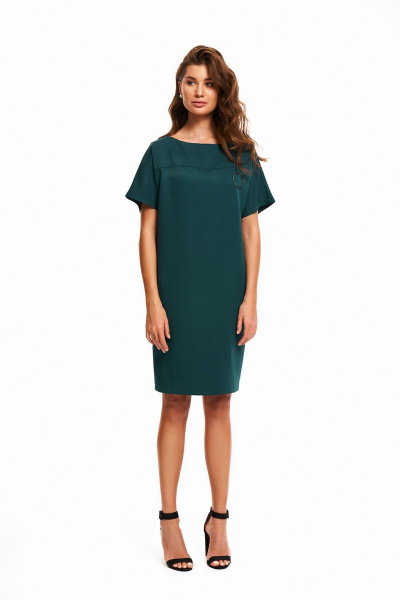 Платье свободного кроя с металлическими кольцами KaVaRi 1010.3 зеленый - фото 4