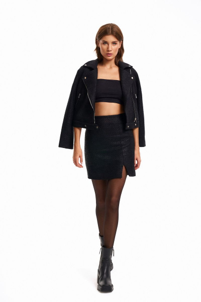 Юбка деловая и на каждый день прямого силуэта с разрезом KaVaRi 2007 черный - фото 3